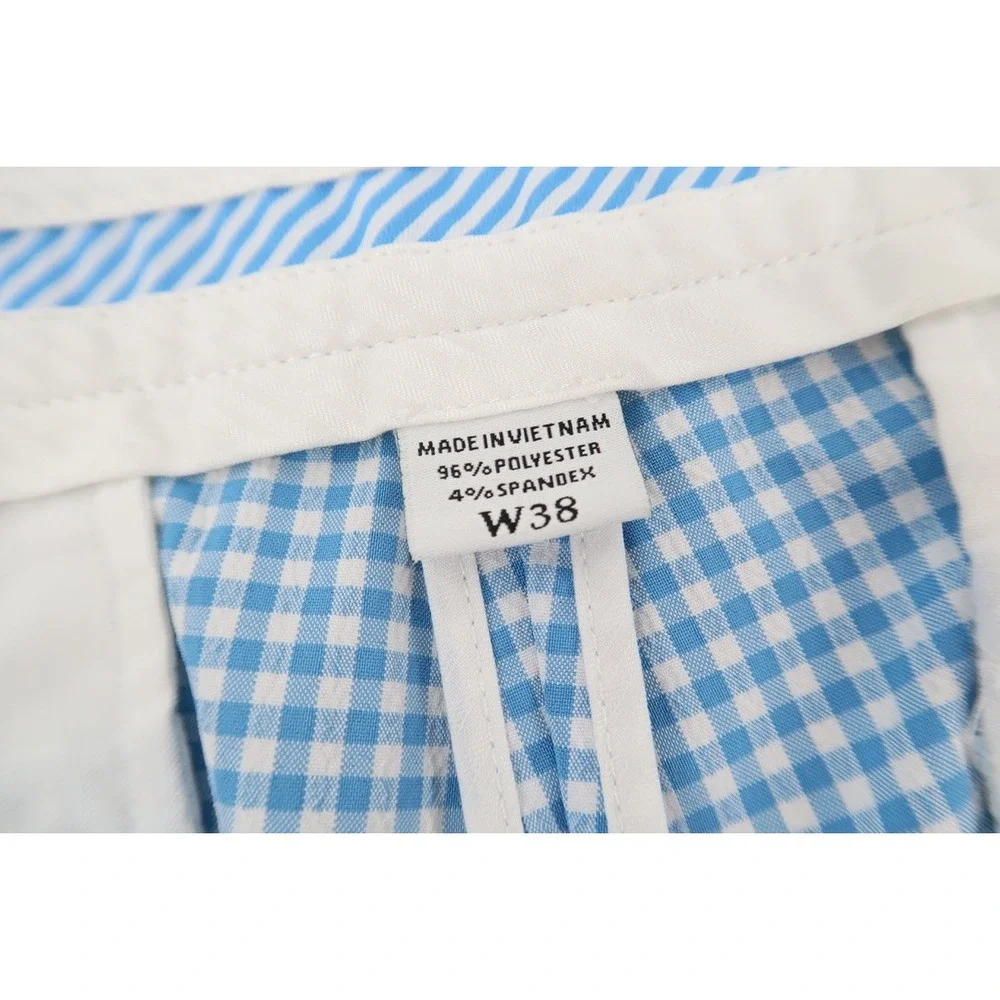 FootJoy Golf Shorts Mens 38 Blue White Gingham Checks Performance Stretch